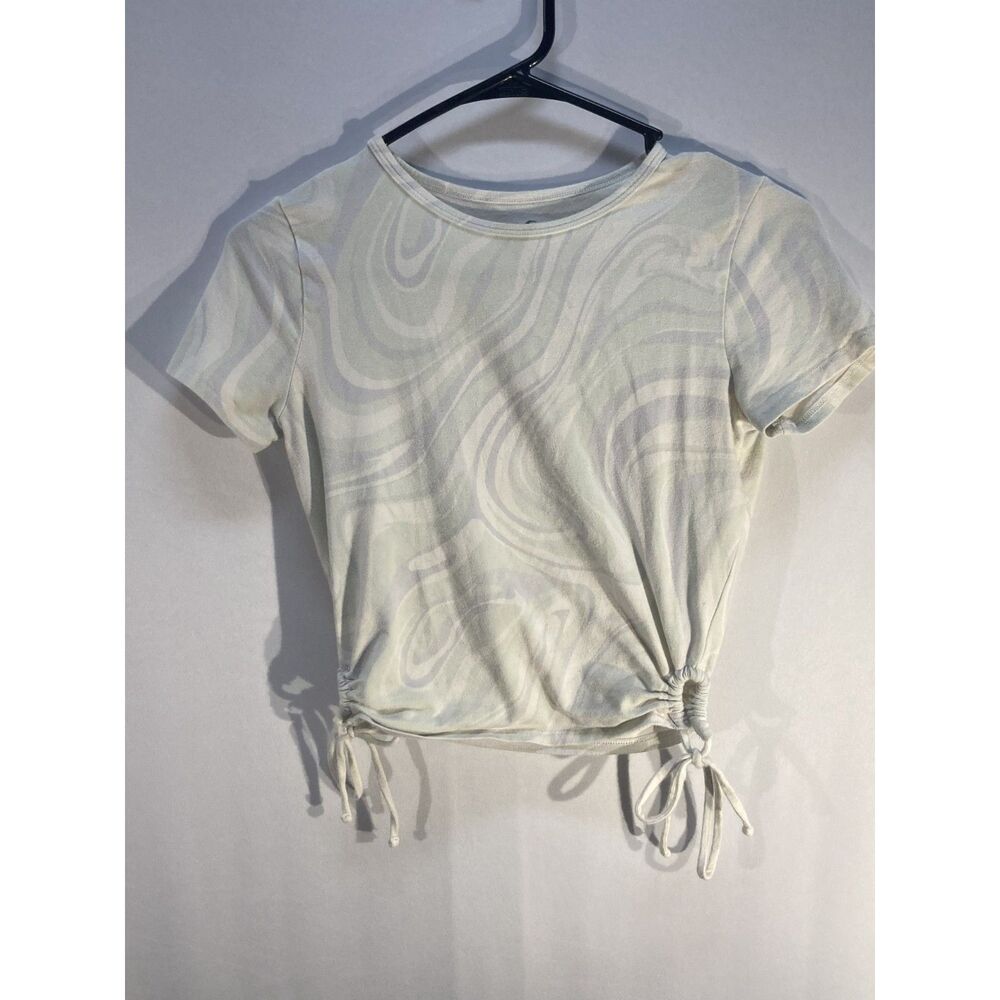 Hollister Pastel Marble Swirl Side Tie Crop Tee S Y2K Fairycore Coquette BabyTee